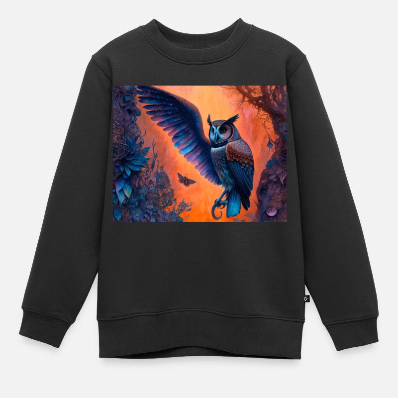 Eule - Kinder Premium Organic Sweatshirt - Schwarz