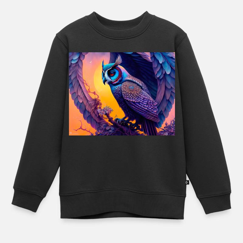 Hibou - Sweat Premium enfant bio - noir