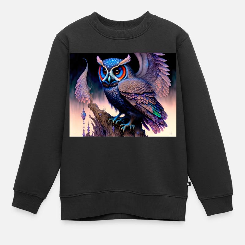 Hibou - Sweat Premium enfant bio - noir