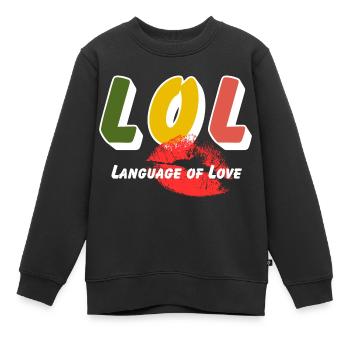 LOL - Langage de l’amour - Sweat Premium enfant bio - noir - Devant - AI Model Kid Female (0cm)