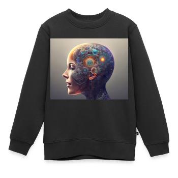 Tête mécanique - Sweat Premium enfant bio - noir - Devant - AI Model Kid Female (0cm)