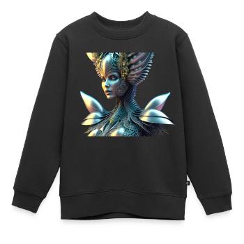 Fantasy Woman Biomechanical - Kids Premium Organic Sweatshirt - black - Front - AI Model Kid Female (0cm)