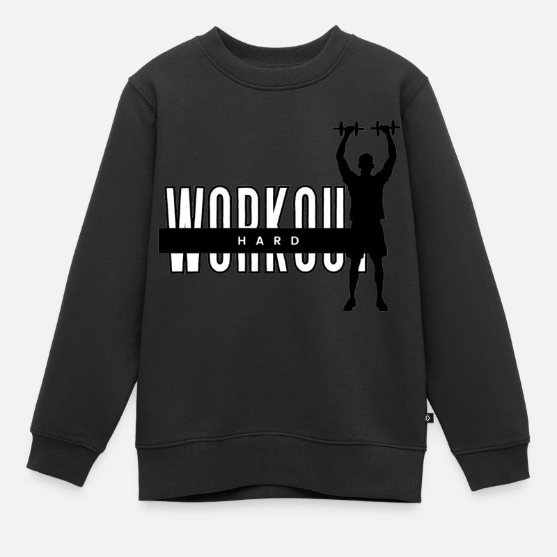 Workout hard "Dumbels" - Kinder Premium Organic Sweatshirt - Schwarz