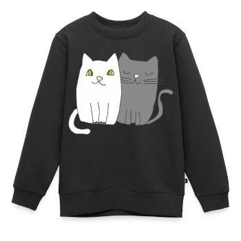katzen schwarz weiss - Kinder Premium Organic Sweatshirt - Schwarz - Vorne - AI Model Kid Female (0cm)