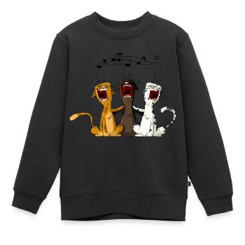 Singende Katzen - Kinder Premium Organic Sweatshirt - Schwarz - Vorne - AI Model Kid Female (0cm)