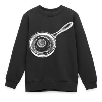 Poêle à œufs frits - Sweat Premium enfant bio - noir - Devant - AI Model Kid Female (0cm)