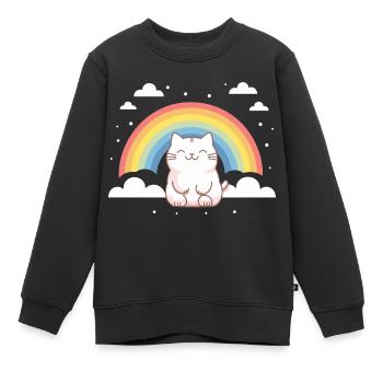 Happiest Cat - Kids Premium Organic Sweatshirt - black - Front - AI Model Kid Female (0cm)