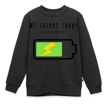 Wiederaufladbare Batterie mit Kaffee | Kaffeeliebhaber - Kinder Premium Organic Sweatshirt - Schwarz - Vorne - AI Model Kid Female (0cm)