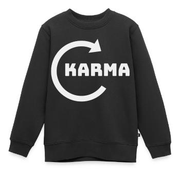 KARMA will return - Kids Premium Organic Sweatshirt - black - Front - AI Model Kid Female (0cm)