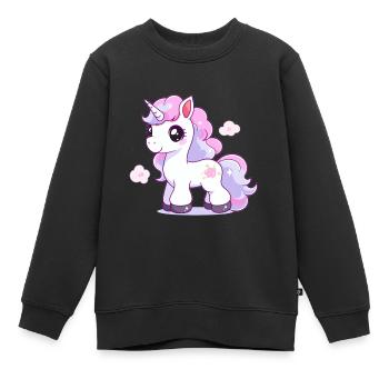 Jolie licorne - Sweat Premium enfant bio - noir - Devant - AI Model Kid Female (0cm)
