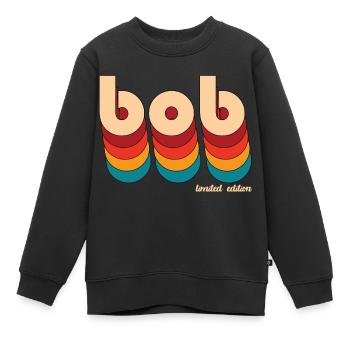 Retro Bob Name - Kids Premium Organic Sweatshirt - black - Front - AI Model Kid Female (0cm)