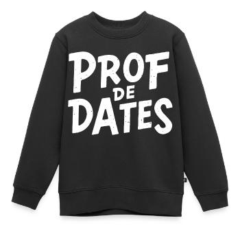 Prof de dates - Sweat Premium enfant bio - noir - Devant - AI Model Kid Female (0cm)