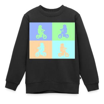 Junior Biker Pop Art pastel - Sweat Premium enfant bio - noir - Devant - AI Model Kid Female (0cm)