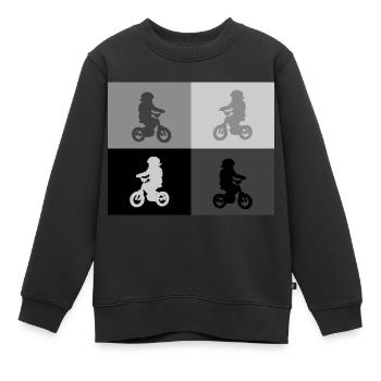 Biker Junior Pop Art gris - Sweat Premium enfant bio - noir - Devant - AI Model Kid Female (0cm)
