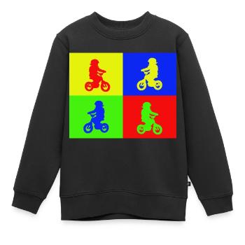 Biker Junior Pop Art Couleur - Sweat Premium enfant bio - noir - Devant - AI Model Kid Female (0cm)
