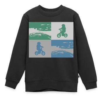 Junior Biker Pop Art métallisé - Sweat Premium enfant bio - noir - Devant - AI Model Kid Female (0cm)