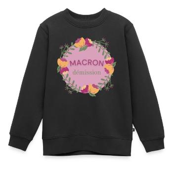 Macron démission - Sweat Premium enfant bio - noir - Devant - AI Model Kid Female (0cm)