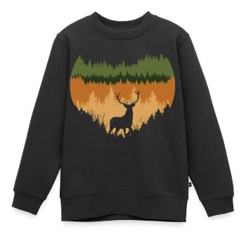 Forêt profonde et chevreuils - Sweat Premium enfant bio - noir - Devant - AI Model Kid Female (0cm)