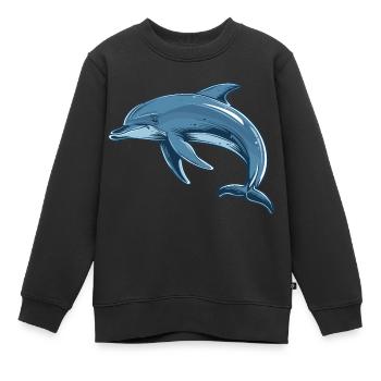Dolphin - Kids Premium Organic Sweatshirt - black - Front - AI Model Kid Female (0cm)