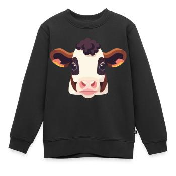 Vache laitière Cow Head - Sweat Premium enfant bio - noir - Devant - AI Model Kid Female (0cm)