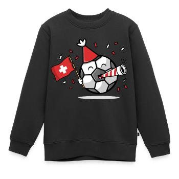 Fußballfan Schweiz - Kinder Premium Organic Sweatshirt - Schwarz - Vorne - AI Model Kid Female (0cm)