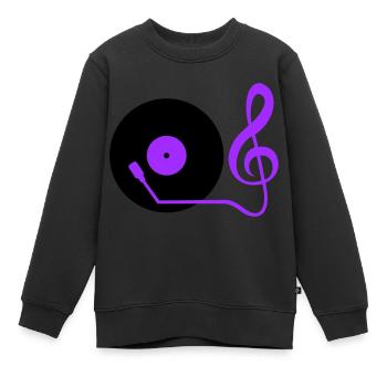 Musik Notenschlüssel Note Mischpult Party Vinyl - Kinder Premium Organic Sweatshirt - Schwarz - Vorne - AI Model Kid Female (0cm)