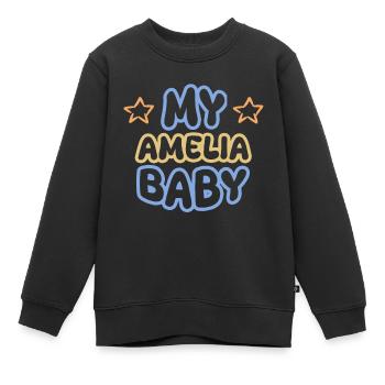 Amelia - Kinder Premium Organic Sweatshirt - Schwarz - Vorne - AI Model Kid Female (0cm)