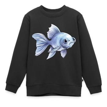 Poisson rouge à queue voilée bleue - Sweat Premium enfant bio - noir - Devant - AI Model Kid Female (0cm)