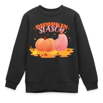Kürbis Saison - Farbige Illustration mit Text - Kinder Premium Organic Sweatshirt - Schwarz - Vorne - AI Model Kid Female (0cm)