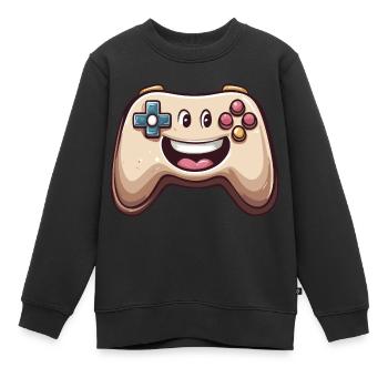 Manette amusante pour les joueurs - Sweat Premium enfant bio - noir - Devant - AI Model Kid Female (0cm)