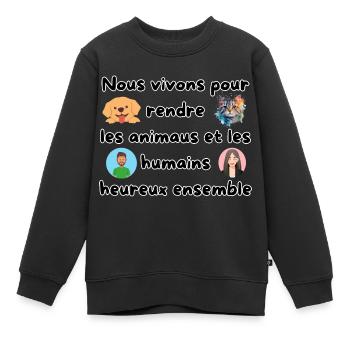 Des animaux et des humain - Sweat Premium enfant bio - noir - Devant - AI Model Kid Female (0cm)