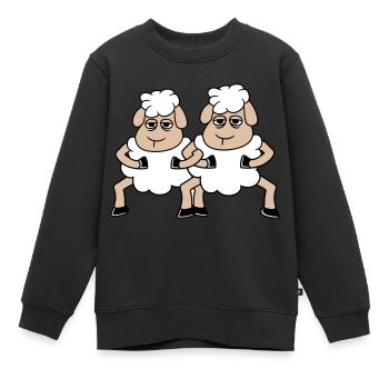 2 Schafe Gucken Müde Gelangweilt Freunde Team Crew - Kinder Premium Organic Sweatshirt - Schwarz - Vorne - AI Model Kid Female (0cm)