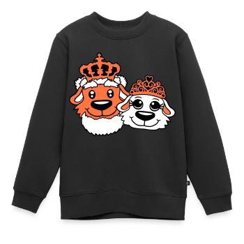 Deux Chiens Couronne Roi Reine Souverain Majesté - Sweat Premium enfant bio - noir - Devant - AI Model Kid Female (0cm)