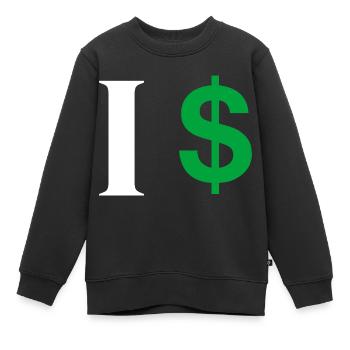 Buchstabe i Dollar - Kinder Premium Organic Sweatshirt - Schwarz - Vorne - AI Model Kid Female (0cm)