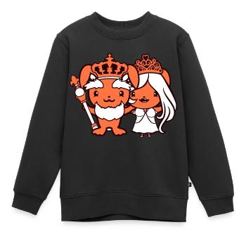 Hase König Krone Königin Pärchen Herrscher Liebe - Kinder Premium Organic Sweatshirt - Schwarz - Vorne - AI Model Kid Female (0cm)