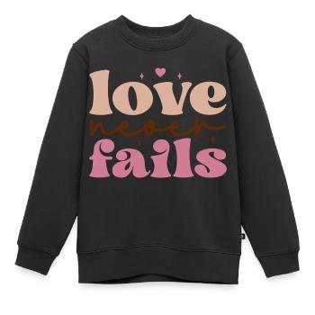 love never fails - Kinder Premium Organic Sweatshirt - Schwarz - Vorne - AI Model Kid Female (0cm)