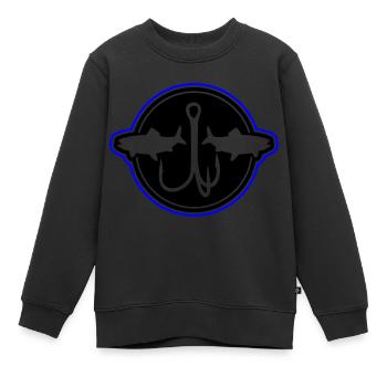 Hameçons de pêche au poisson - Sweat Premium enfant bio - noir - Devant - AI Model Kid Female (0cm)