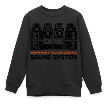 support sound system - Sweat Premium enfant bio - noir - Devant - AI Model Kid Female (0cm)