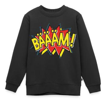 BÄÄÄM Bande dessinée Action Bulle - Style Pop-Art - Sweat Premium enfant bio - noir - Devant - AI Model Kid Female (0cm)