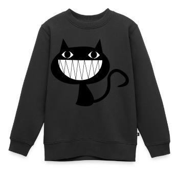 Chat souriant - Sweat Premium enfant bio - noir - Devant - AI Model Kid Female (0cm)