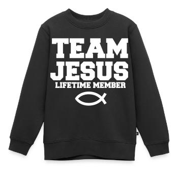 Team Jesus mit Fisch Symbol christliches Geschenk - Kinder Premium Organic Sweatshirt - Schwarz - Vorne - AI Model Kid Female (0cm)