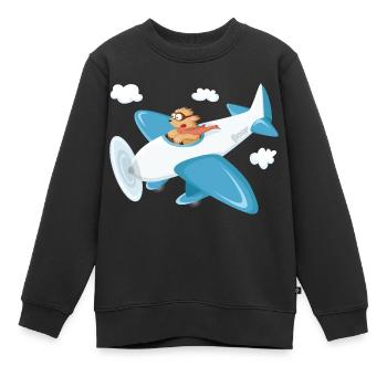 Boo und Flugzeug oo-Serie - Kinder Premium Organic Sweatshirt - Schwarz - Vorne - AI Model Kid Female (0cm)