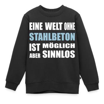 Béton, béton armé, pour ouvriers du bâtiment, ciment, construction - Sweat Premium enfant bio - noir - Devant - AI Model Kid Female (0cm)