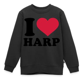 Harfe - Kinder Premium Organic Sweatshirt - Schwarz - Vorne - AI Model Kid Female (0cm)