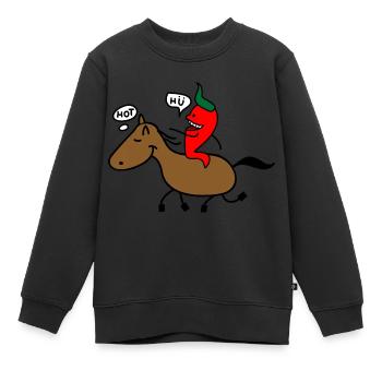 Pferd und Chilli - Kinder Premium Organic Sweatshirt - Schwarz - Vorne - AI Model Kid Female (0cm)