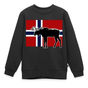 Moose - Elch - Norway Flag - Kinder Premium Organic Sweatshirt - Schwarz - Vorne - AI Model Kid Female (0cm)