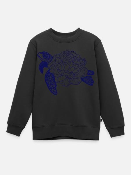 Tortue dans la carapace de roses - Sweat Premium enfant bio - noir
