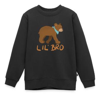Lil‘ Bro Kleiner Bruder Bär 🐻 - Kinder Premium Organic Sweatshirt - Schwarz - Vorne - AI Model Kid Female (0cm)