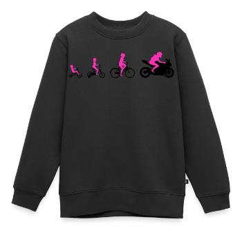 Evolution woman on motorcycle super sports design - Kids Premium Organic Sweatshirt - black - Front - AI Model Kid Female (0cm)