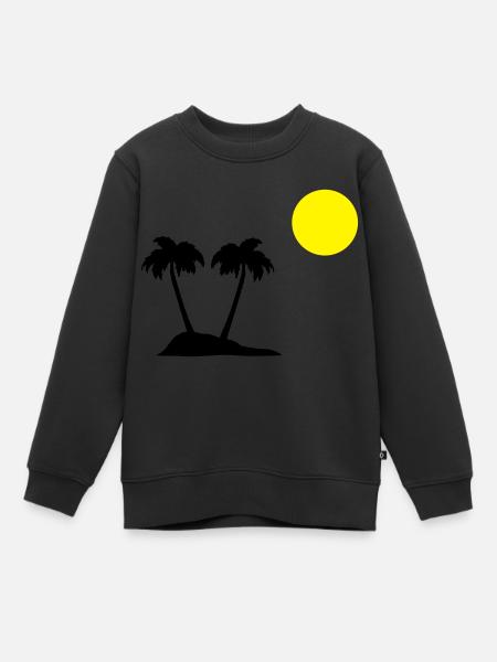 palmiers - Sweat Premium enfant bio - noir